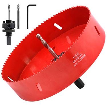 Imagem de Serra Koopi com orifício com arbora resistente, cortador de orifício bimetálico de 38 mm de profundidade para facilmente perfuração de madeira, plástico, compensado, drywall, metal fino, HoleSawWA-H168-Red, 6 5/8 inch