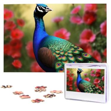 Imagem de Quebra-cabeças de flores de pavão 1000 peças com bolsa de armazenamento personalizado para homens e mulheres quebra-cabeça para fotos desafiadoras de família quebra-cabeça para decoração de casa (75