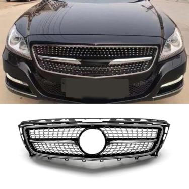 Imagem de Grade de para-choque de carro tiras decorativas kit de corpo grade de corrida grade de para-choque dianteiro para CLS Class W218 2012-2014 (prata)