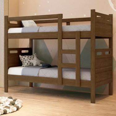 Imagem de Beliche Robusta em MDF Multifuncional Vira Duas Camas Solteiro Com Visual Sofisticado (Legno)