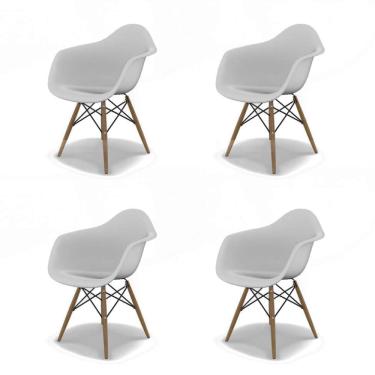 Imagem de Conjunto com 4 Cadeiras Eames Arm DSW Branco e Madeira