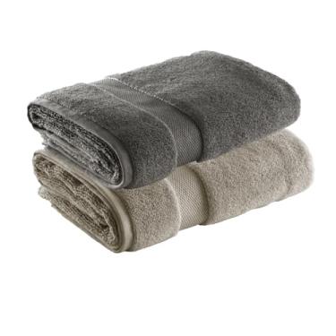 Imagem de Jogo de Toalha de Banho Super Soft Zero Twist, 2 peças, 70x140cm, Algodão, Toque Macio, 500g/m², Altihaus, Alta Absorção, Durabilidade (Taupe/Chumbo)