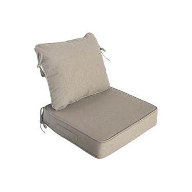 Imagem de COZYVIDA Conjunto de almofadas externas de 48 cm x 48 cm à prova d'água resistente ao desbotamento com capa removível Almofada de assento e encosto com alças e laços para cadeiras, sofá, estofamento