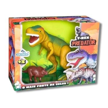 Imagem de Dinossauro De Brinquedo Verde Tiranossauro Rex Vinil Com Mini Dino