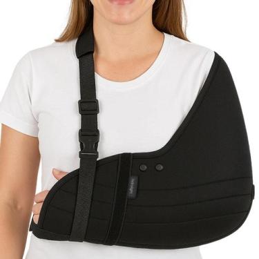 Imagem de Tipoia Bilateral Tam M Estofada Confortável Preto Braço Clavícula Imob