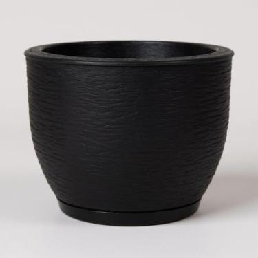 Imagem de vaso decorativo para plantas grandes e frutiferas 40x50 em polietileno jateado com prato coletor 50 litros (Preto)