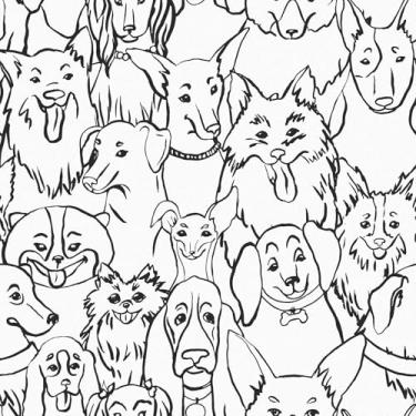 Imagem de Mangoloo Papel de parede de cachorro preto/branco descasque e cole fofo papel de parede para quarto casa de bonecas 44,5 x 259,1 cm papel de contato removível autoadesivo para armários paredes