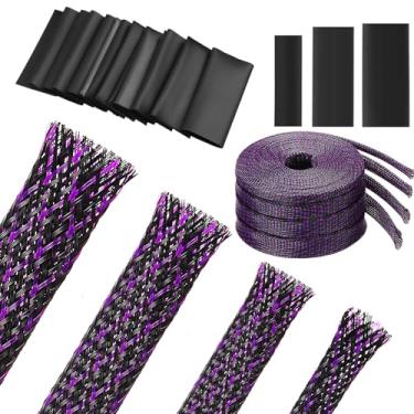 Imagem de Tatuo Manga trançada expansível de 20 metros, manga de arame trançado de vários tamanhos com 120 peças de tubo termorretrátil para televisão, áudio, computador, cabos de vídeo, animais de estimação, 1