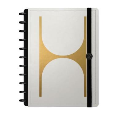 Imagem de Caderno de Disco ISCOOL Capa Dura Monograma Minimal Perfil G Ouro Letra (Letra H)