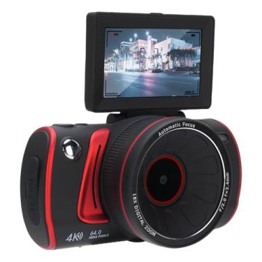 Imagem de Yunseity Câmera VLOG 4K 4K de 64MP, Zoom de 18x, Câmera de Vídeo de Viagem Anti Shake AutoFocus para Casa de Selfie, Estilo Vintage, para Reuniões de Família, Memórias de Gravação (BLACK)