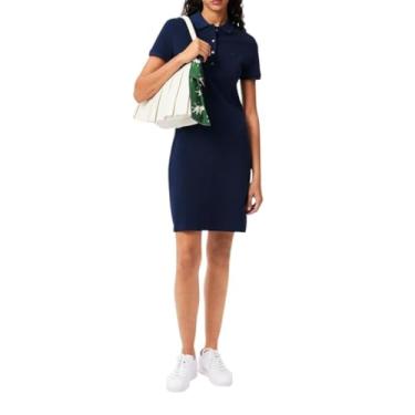 Imagem de Lacoste Vestido Polo Feminino Core Collection Slim Fit Manga Curta, Azul marinho, 36