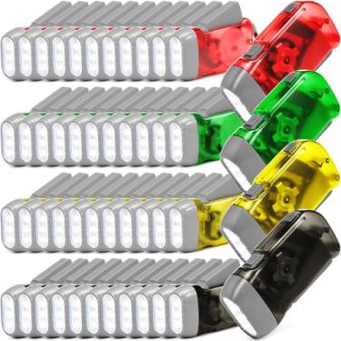 Imagem de Retisee Lanterna de manivela de 48 peças, sem necessidade de bateria, lanterna de pressão manual, 3 luzes de LED para caixas de sapatos, acampamento, caminhada (vermelho, cinza, amarelo, verde)