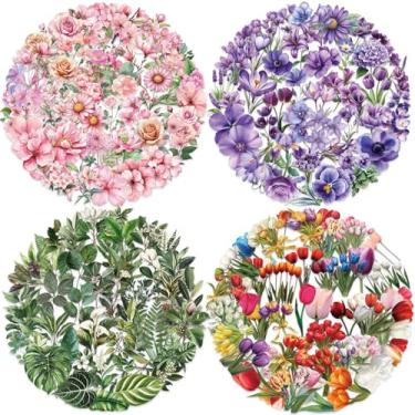 Imagem de Adesivos de flores naturais para álbuns, autoadesivos transparentes para scrapbook, suprimentos de diário para adultos, cartas, faça você mesmo, garrafa de água, cartões, decoração (floral natural)
