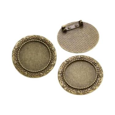 Imagem de Broche de Bronze Banhado a Prata - Estilo Folhas - 5 Peças com Base pa