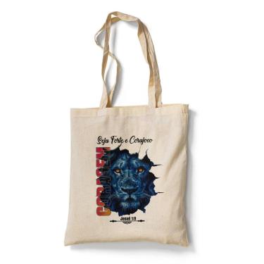 Imagem de Ecobag Bolsa Sacola Tema Relisioso Seja Forte e Corajoso