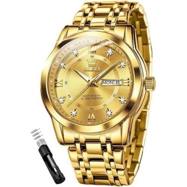 Imagem de Relógio OLEVS Masculino - Blue Gold em Aço Inoxidável e Impermeável