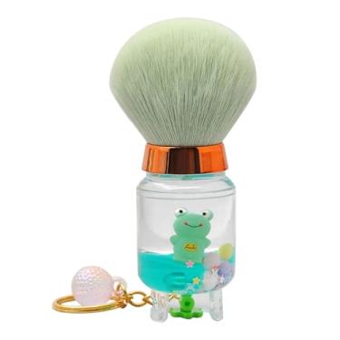 Imagem de menolana Pincel de maquiagem para pó, ferramentas de manicure para arte em unhas, redondo com chaveiro, pincel para blush, pó, iluminador, contorno, blush, Verde