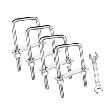 Imagem de shamjina 4x Parafusos U Quadrados M8 com Chave Kit Versátil de Parafusos U com Porcas e Placas para Reboque Indústria Automotiva Esqui Barco