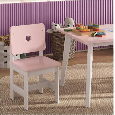 Imagem de Cadeira Infantil em Madeira Maciça 29cm X 57,5cm Sofia Branco/Rosa