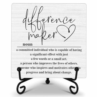 Imagem de Placa de mesa de madeira para fazer diferença de presente, definição, decoração de mesa, placa de madeira com suporte, ideias de presente exclusivas para chefes, mulheres, melhor mãe, colega de