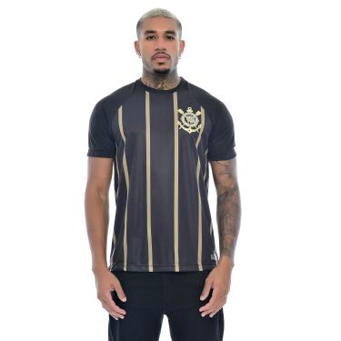 Imagem de Camisa Corinthians Raglan, Masculina, Preta, M