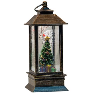 Imagem de Lanterna de Natal com LED Vintage Pendurada Lanterna de Natal com Glitter Árvore Operada por Pilhas Boneco de Neve Papai Noel Lanternas de Natal Interior Exterior Decorações de Natal para Mesa Quarto