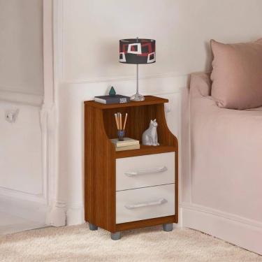 Imagem de Mesa De Cabeceira Com 02 Gavetas Topázio Cinamomo E Off