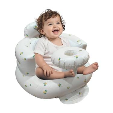 Imagem de Cadeira de bebê inflável para bebês de 3 a 36 meses, cadeira de bebê com cerca e bomba de ar embutida, assento de bebê com suporte para as costas, bandeja de oliva Sit Me Up