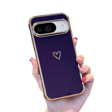 Imagem de ZTOFERA Capa para Samsung Galaxy Google Pixel 8A, linda estampa de corações amorosos com proteção de lente de câmera, capa de celular para Galaxy Google Pixel 8a 6,1 polegadas, violeta escuro