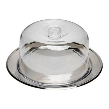Imagem de Porta Queijos Display Com Prato Base Inox Queijeira Cúpula - Kadê