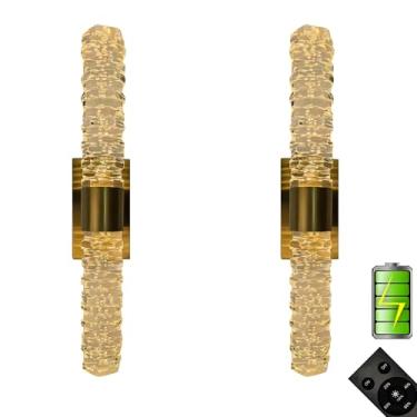 Imagem de Reddragon lighting Arandelas de cristal movidas a bateria, conjunto dourado de 2