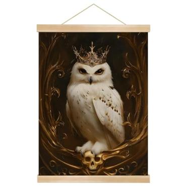 Imagem de You found a duck Cabide magnético de madeira para pôster com estampa de arte de coroa de pássaro, retrato de pássaro turquesa, decoração de parede de fundo preto (BG02)