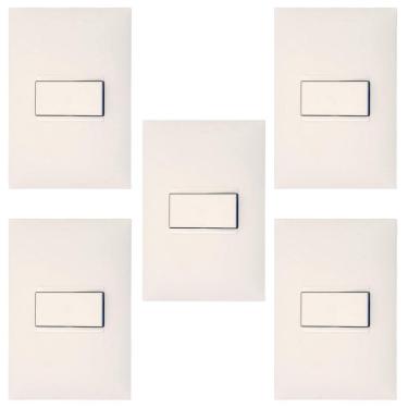 Imagem de Kit 5 Conjuntos Interruptor Simples 4X2 Branco Pial Plus+