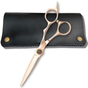 Imagem de Tesoura de corte de cabelo dourada de 15 cm - VG-10 Japão de aço inoxidável com acabamento de titânio dourado - projetada para usuários profissionais (tesouras de corte de cabelo)