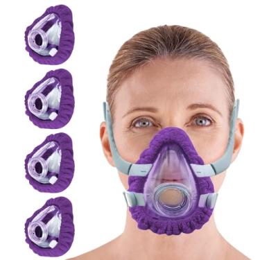 Imagem de NATAKU Pacote com 4 forros grandes de máscara CPAP' compatíveis com almofadas F20 para máscaras faciais, capas de almofada acolchoadas confortáveis reutilizáveis, absorvem óleos faciais e umidade para