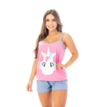Imagem de Pijama Feminino Adulto Alcinha Personagens Curto Verão Estampado Baby 