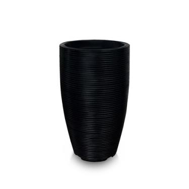 Imagem de Vaso De Planta 60X38 Redondo Decorativo De Polietileno Preto - Foster 
