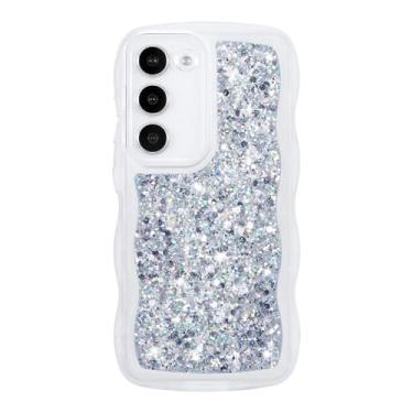 Imagem de ZTOFERA Capa para Samsung Galaxy S23 5G de 6,1 polegadas, lindo design ondulado encaracolado com lantejoulas com glitter, capa protetora à prova de choque e estética de luxo para Galaxy S23-Glitter