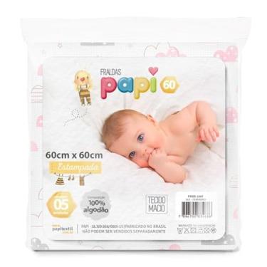 Imagem de Fralda de Pano Tecido Duplo Rosa 60x60Cm Kit com 05 Un Papi Linha Premium M5 Armarinhos (Menina)