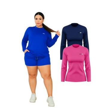 Imagem de Kit 2 Camisetas Manga Longa Proteção UV FPS50 Feminina Plus Size - Sun