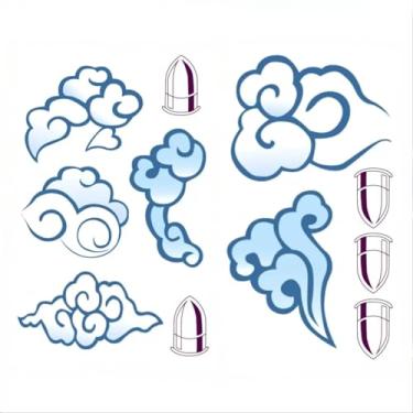 Imagem de Nuvens tatuagens temporárias conjunto completo para cosplay arcano Jinx adesivo de tatuagem de mão corpo feminino anime convenções