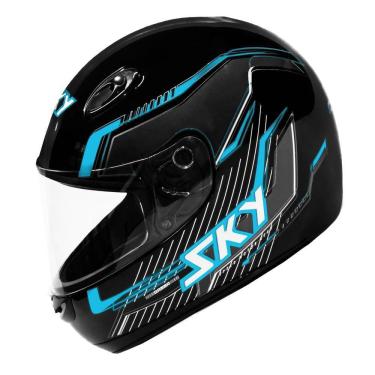 Imagem de Capacete Sky Gamma Preto Brilho C/ Transfer Azul 56