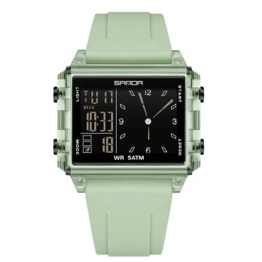 Imagem de Relógio Analógico Digital 6273 Luminoso À Prova Da Água Sanda Verde