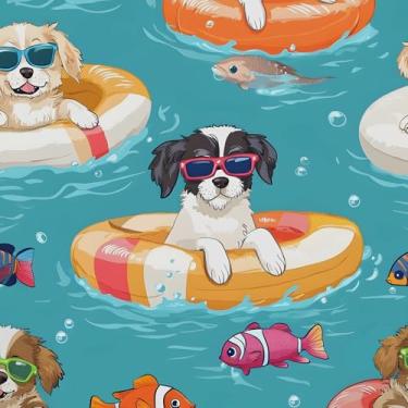 Imagem de BOKEBEVE Papel de parede para cães, descascar e colar, papel de contato com peixes, papel de parede azul, removível para locatário, decoração de parede para armário, bancada, mesa, gaveta, quarto