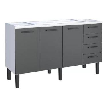 Imagem de Gabinete Armario Cozinha Juno 1.50 Mt -3 Portas  4 Gavetas - 100% Aço 