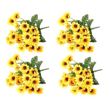 Imagem de Kit com 4 Buquês de Mini Girassol c/ 22 Flores cada - Flor Permanente Artificial Para Arranjo e Artesanato