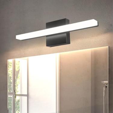 Imagem de Luz de Espelho LED Arandelas de Parede Banheiro Arandela Moderna Impermeável Alumínio Acrílico Iluminação de Imagem Iluminação de Parede para Sala de Estar Quarto Penteadeira (Luz Neutra Preta, 100 cm