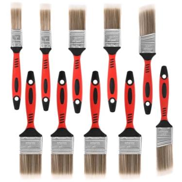 Imagem de Conjunto de 10 pincéis, pincéis de madeira para pintura de paredes e cercas, filamento afiado macio com cabo de madeira para pintura doméstica para verniz, pasta e gesso