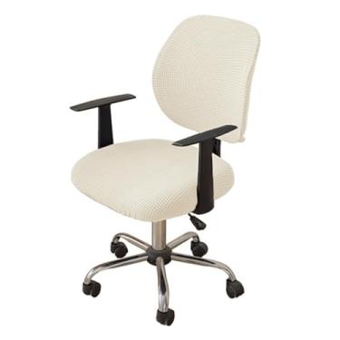 Imagem de Lzyjckh Capa para cadeira de escritório e computador Capa elástica elástica 2 peças Protetor de móveis moderno e minimalista para escritório e casa,Beige