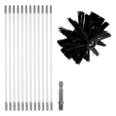 Imagem de Kit de escova de limpeza de chaminé de nylon, 14 peças, kit de limpeza de chaminé flexível, kit de limpeza de duto de ar removível para ventilação de secador, tubo de esgoto, exaustor